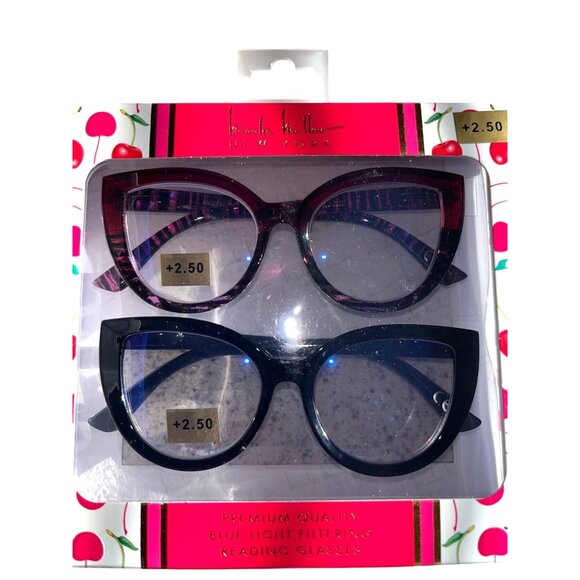 Nicole Miller Reading Glasses Blue Light 2 Pair +2.50 Black Tortoise - Picture 3 of 15